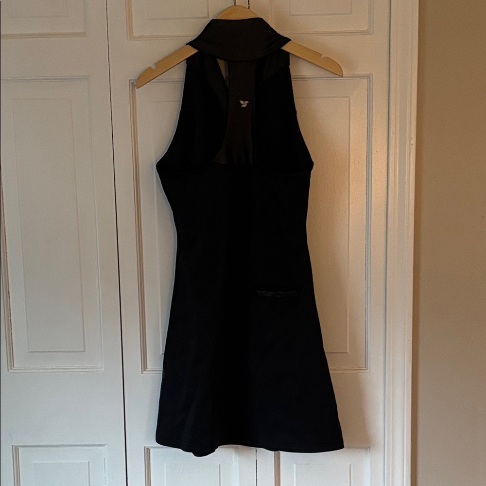 Sleeveless Racerback Black Mini Golf Dress with Button Placket - Picture 6 of 8